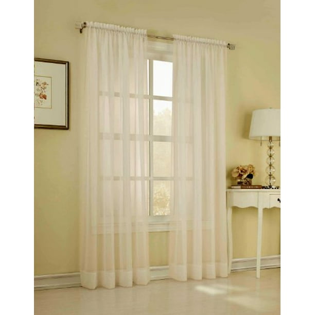 Élégance 2 Piece Solid Ivory Sheer Window Curtains/Drape/Panels/Treatment 55 x 84 Élégance 102640 Élégance 2 Piece Solid Ivory Sheer Window Curtains/Drape/Panels/Treatment 55 x 84 Élégance 102640